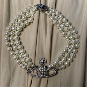 Vivienne Westwood 3 Strand Pearl Choker Necklace